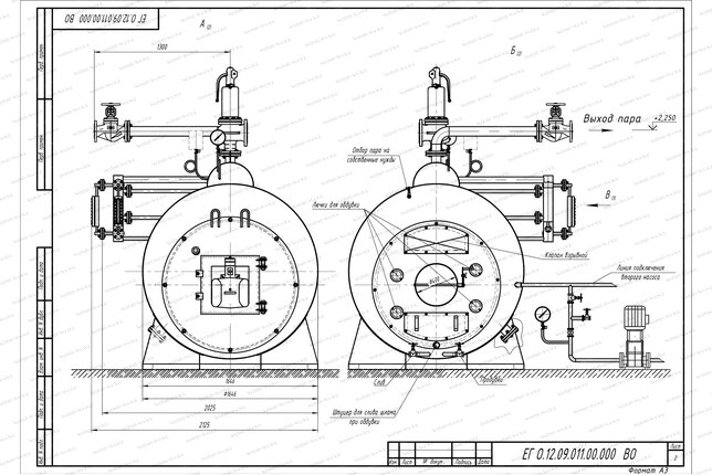 Схема парогенератора 1.2 тонны 170 С на газе
